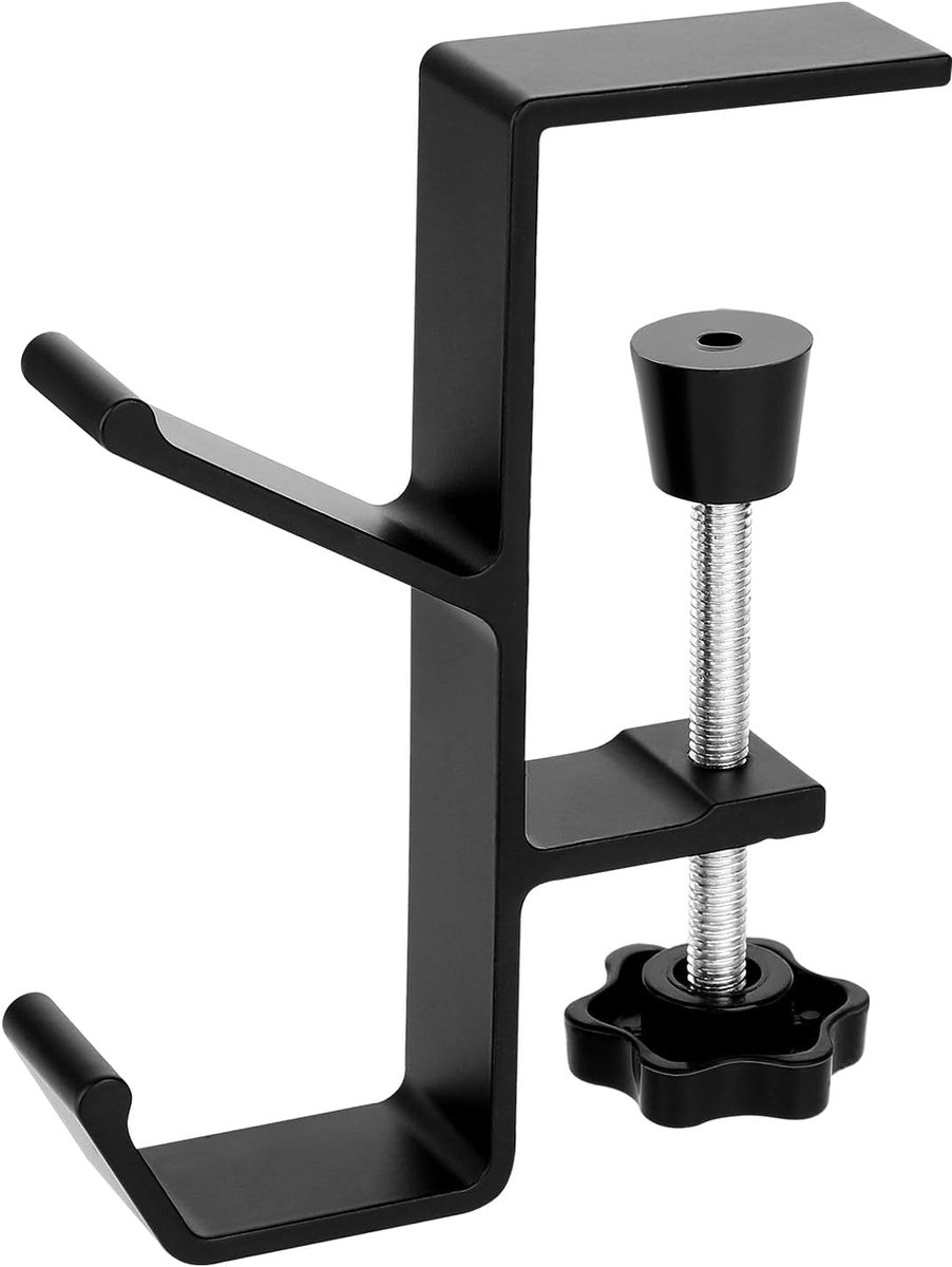 Thijox - Metalen Hoofdtelefoon Hangende Haak met Dubbele Haken - Universele Aluminium Legering Gaming Hoofdtelefoon Standaard Onder Bureau - Antislip