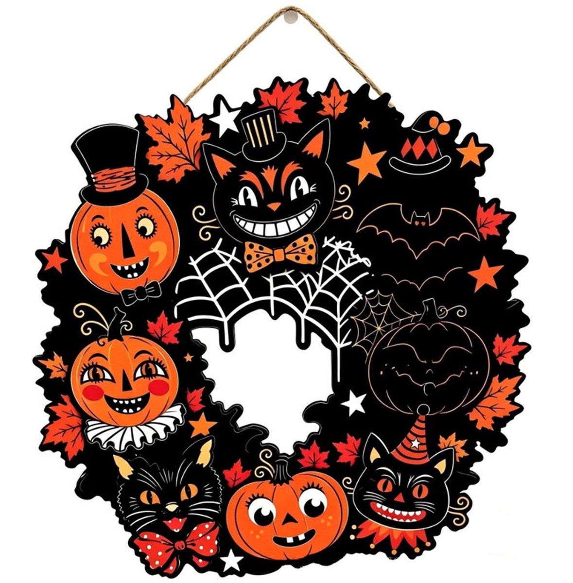 Huisnummer-20*20*0,5cm-Halloween decoratie-feest houten ophangingen-met spookvleermuis pompoen en andere patronen-bord huisnummer-houten hanger-Halloween voordeur hanger-houten slinger-geschikt voor binnen- en buitenmuurdecoratie op de binnenplaats