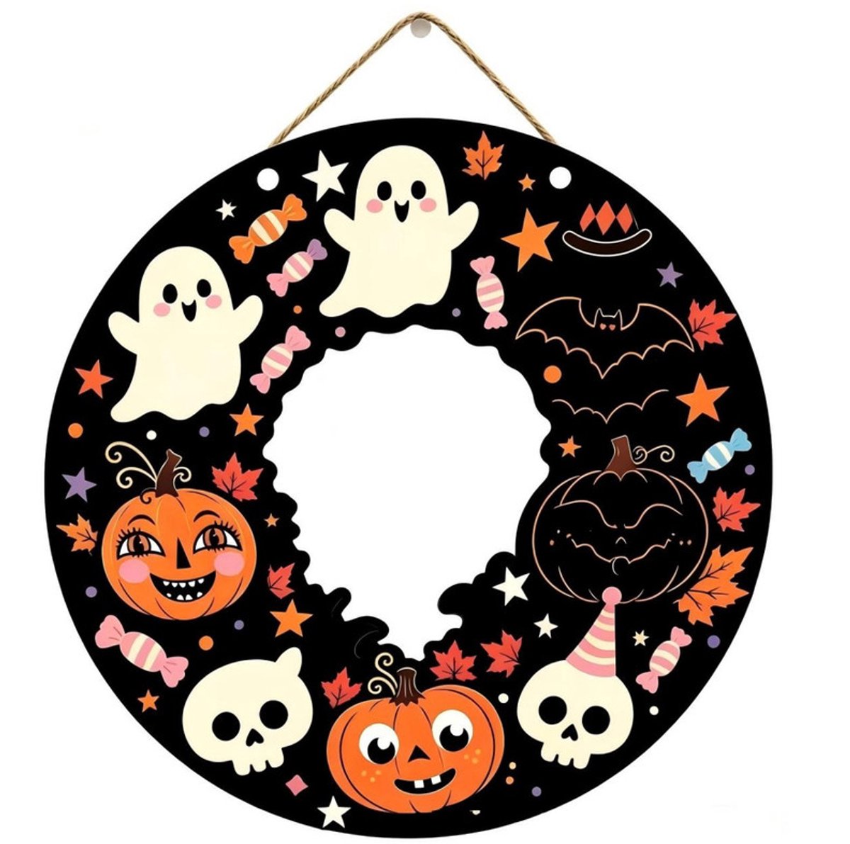 Huisnummer-20*20*0,5cm-Halloween decoratie-feest houten ophangingen-met spookvleermuis pompoen en andere patronen-bord huisnummer-houten hanger-Halloween voordeur hanger-houten slinger-geschikt voor binnen- en buitenmuurdecoratie op de binnenplaats