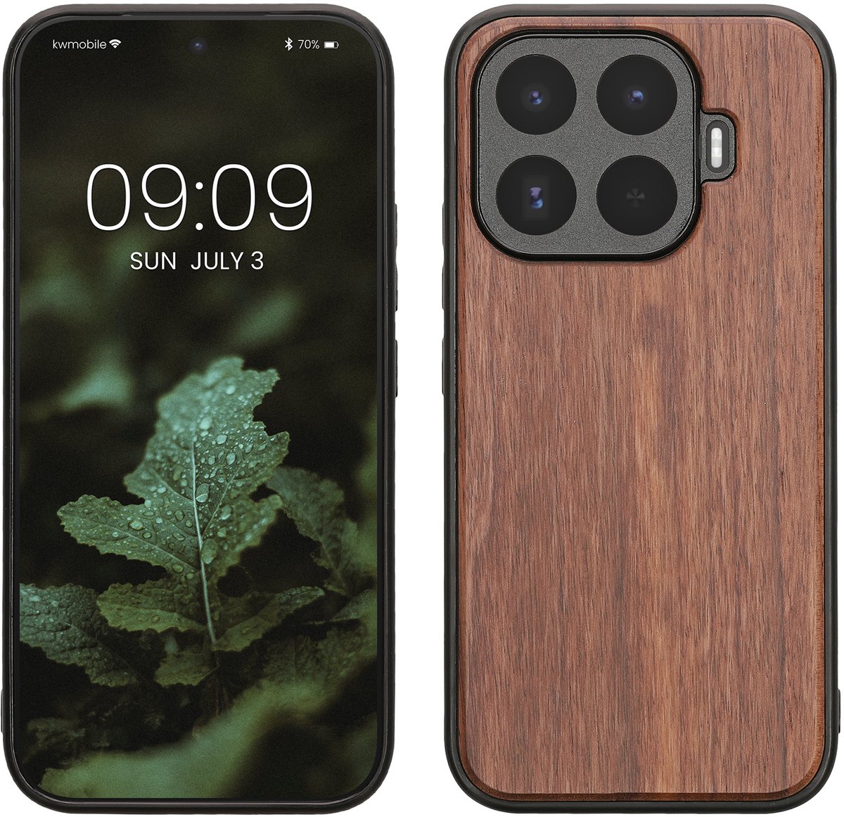 kwmobile telefoonhoesje geschikt voor Xiaomi 17T - Hoesje met bumper in donkerbruin - Backcover - walnoothout