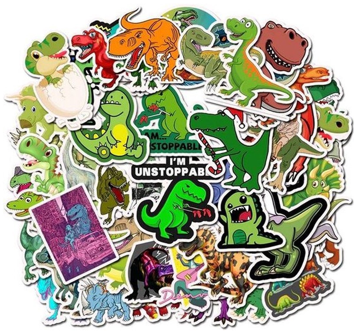 50 Dinosaurus Stickers – Dieren, T-Rex, Triceratops & Velociraptor