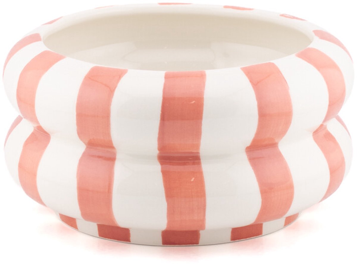 Aardewerk schaal Striped peach
