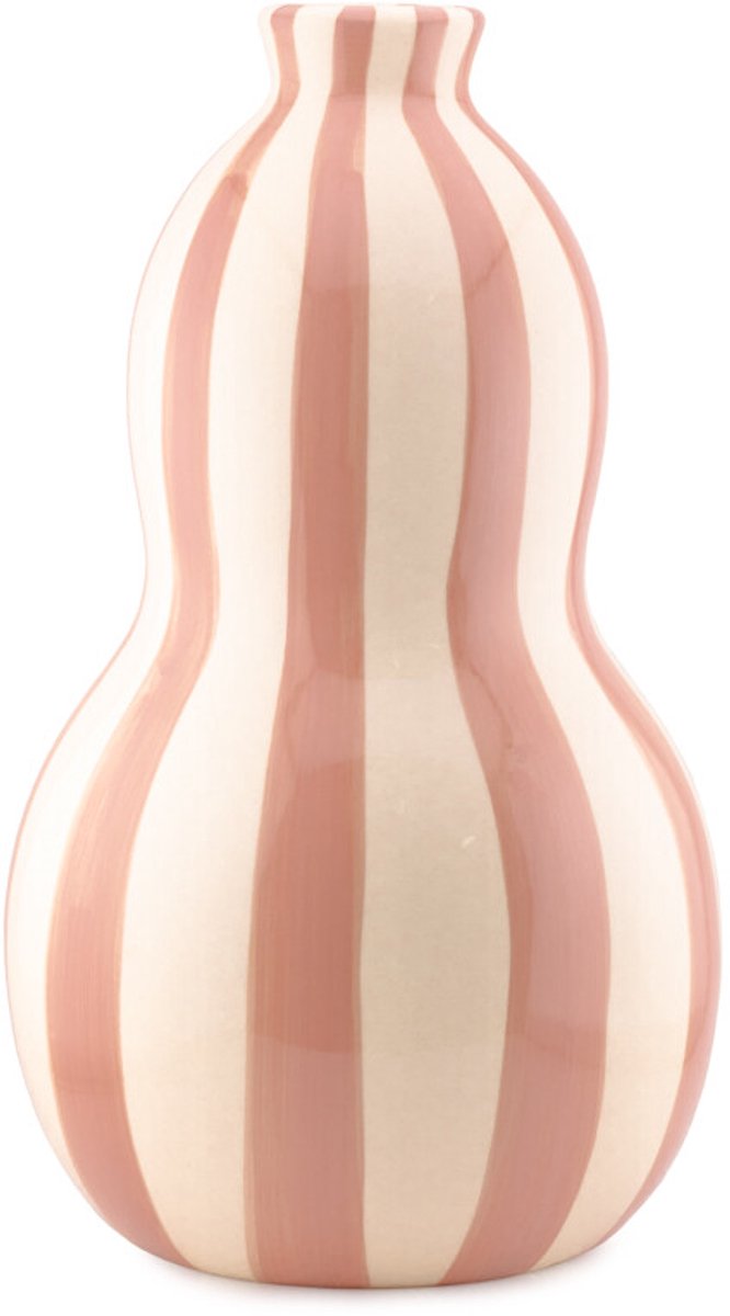 Aardewerk vaas beige gestreept