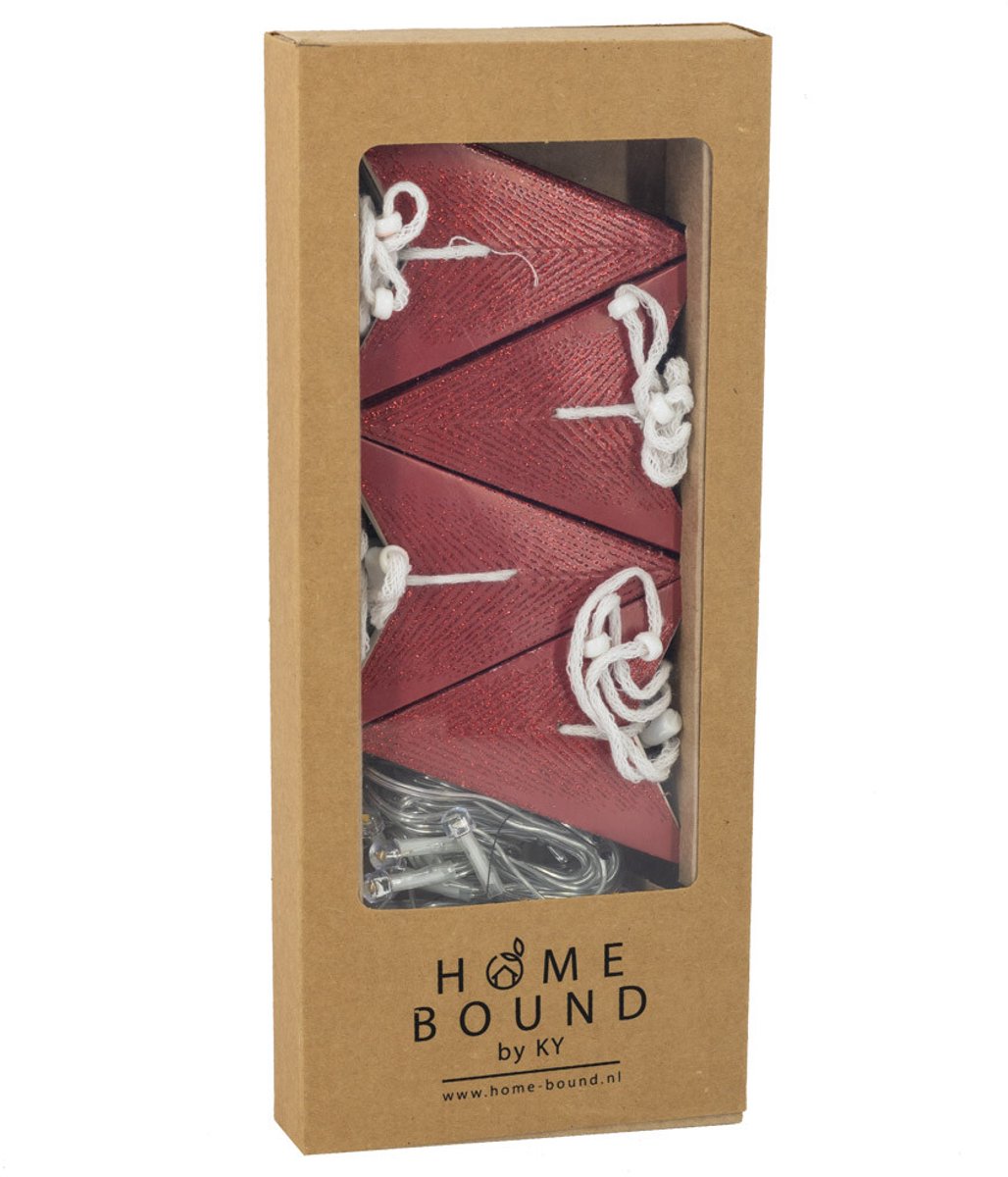 Kerstster slinger 8 stuks met timer red