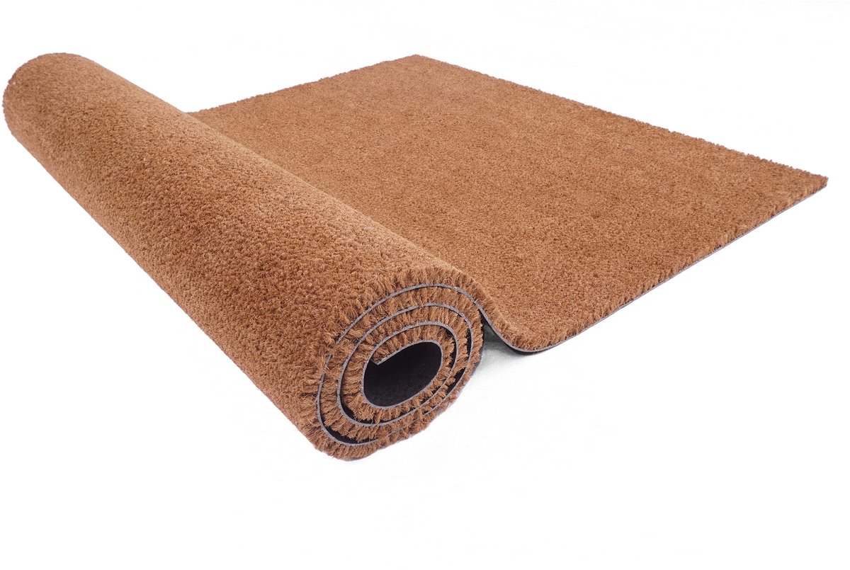 Famanu Slijtvaste kokos deurmat van 80 x 100 cm, antibacterieel Zwart