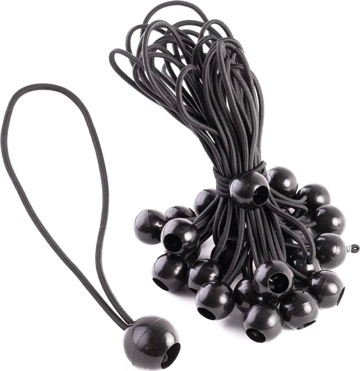Verpakking van 25 stuks elastische rubberen touwen Geschikt voor kogelhaken – elastische touwen Geschikt voor tenten, zeilen, tassen, zwembaden, trampolines, enz. – 20,9 cm lang