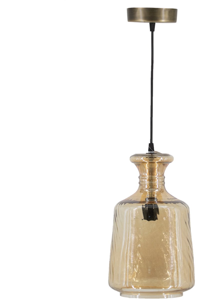 Hanglamp glas roest/goud