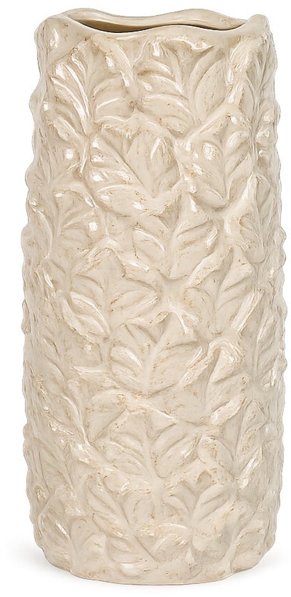 Aardewerk vaas Flek beige L