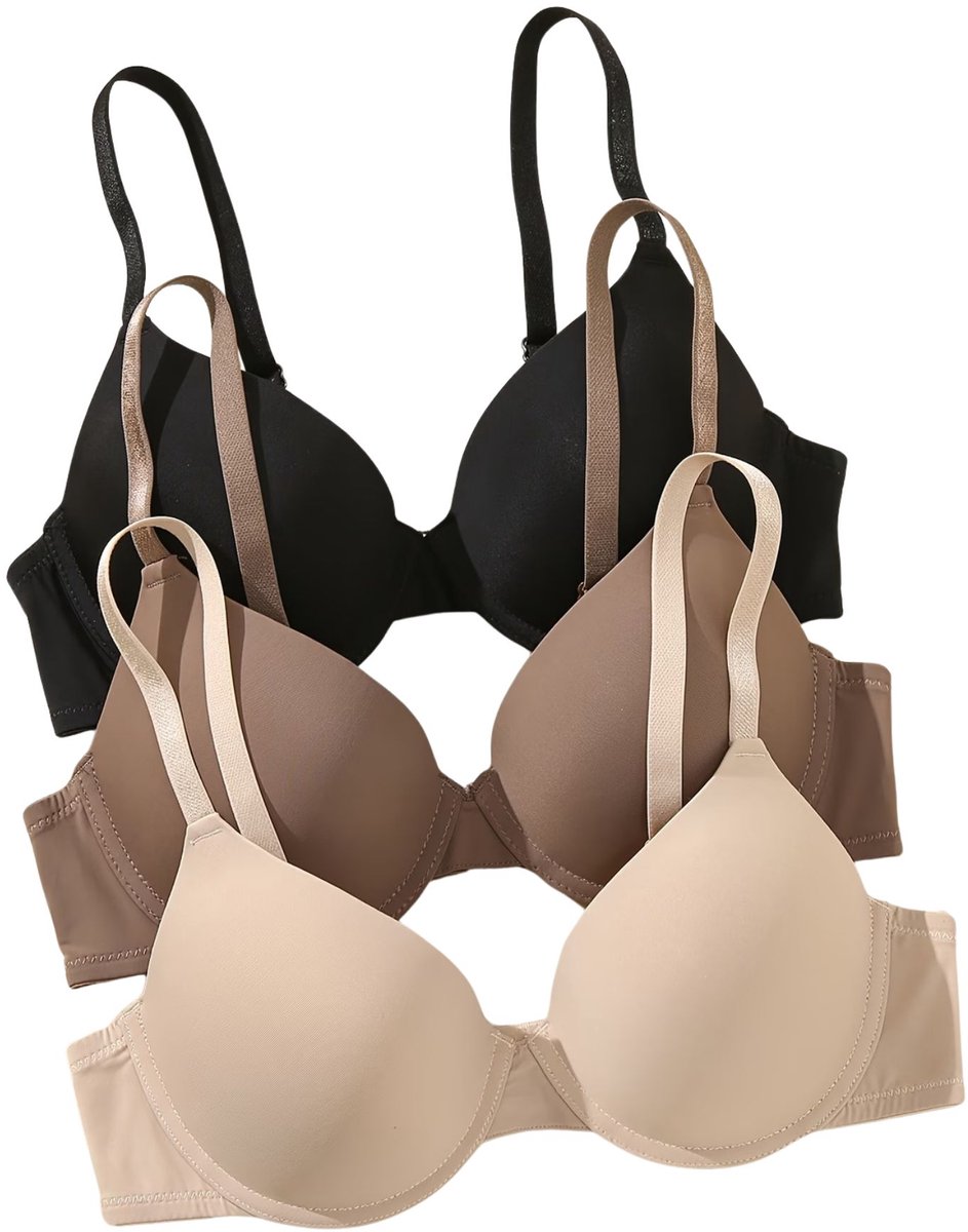Currero BH Zonder Beugel - Strapless - Zonder Bandjes - Met Voorsluiting - Push-up Bh's - Comfort Beha - Comfortabel - Grote Sluiting - Zwart + Beige + Mokkabruin - Cupmaat