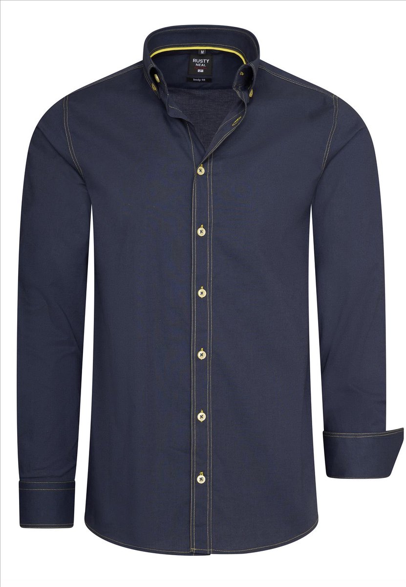 Italian Style - Heren Overhemd - Antraciet Navy - Casual - Style-Italy