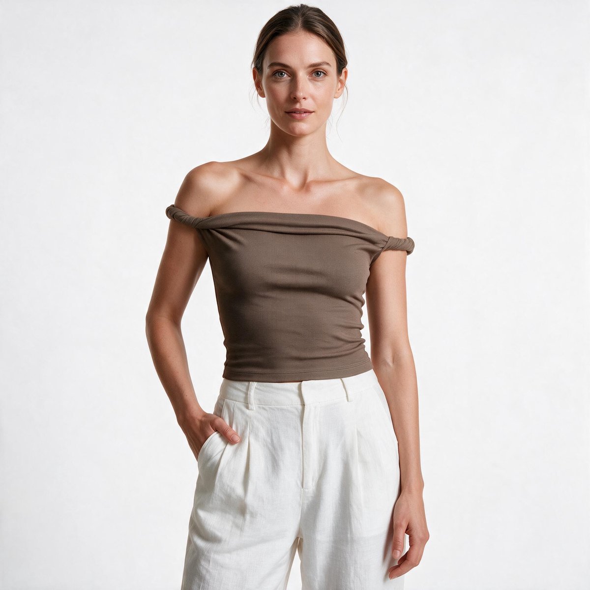 Imily Bela Dames Off Shoulder Top met Korte Mouwen