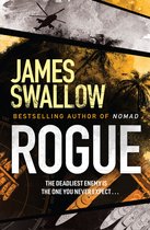 Boekomslag 'Rogue' van James Swallow, met een helikopter en schepen. Tekst: 'ROGUE'.