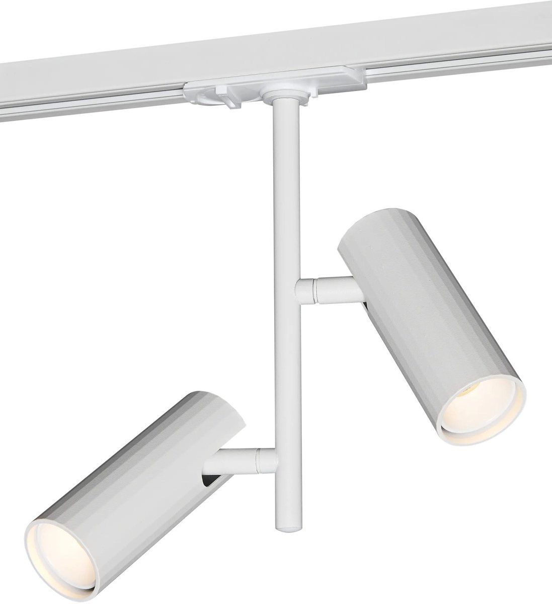 Oryx opbouwspot met 2 lichtpunten, wit aluminium, GU10 fitting, dimbaar, voor 1-fase railsysteem