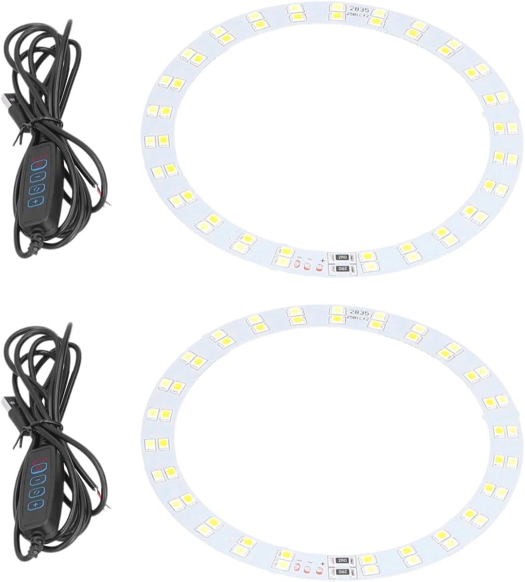 Lichtringen voor make-up, 3 V-5 V LED ringen, USB-aangedreven verlichting, koud en warm licht, 10 W, ideaal voor selfies en videoproducties, set van 2 stuks