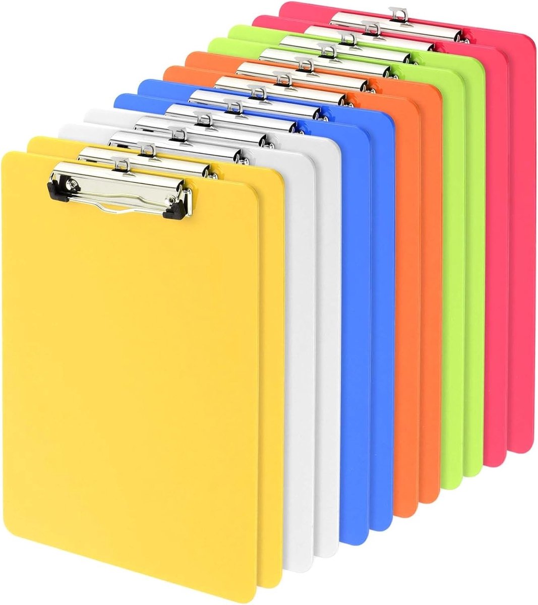 12 Stuks A4 Formaat Plastic Clipboard in 6 Kleuren met Hanggat - Kleurige Clipboards voor Documenten en Bestanden