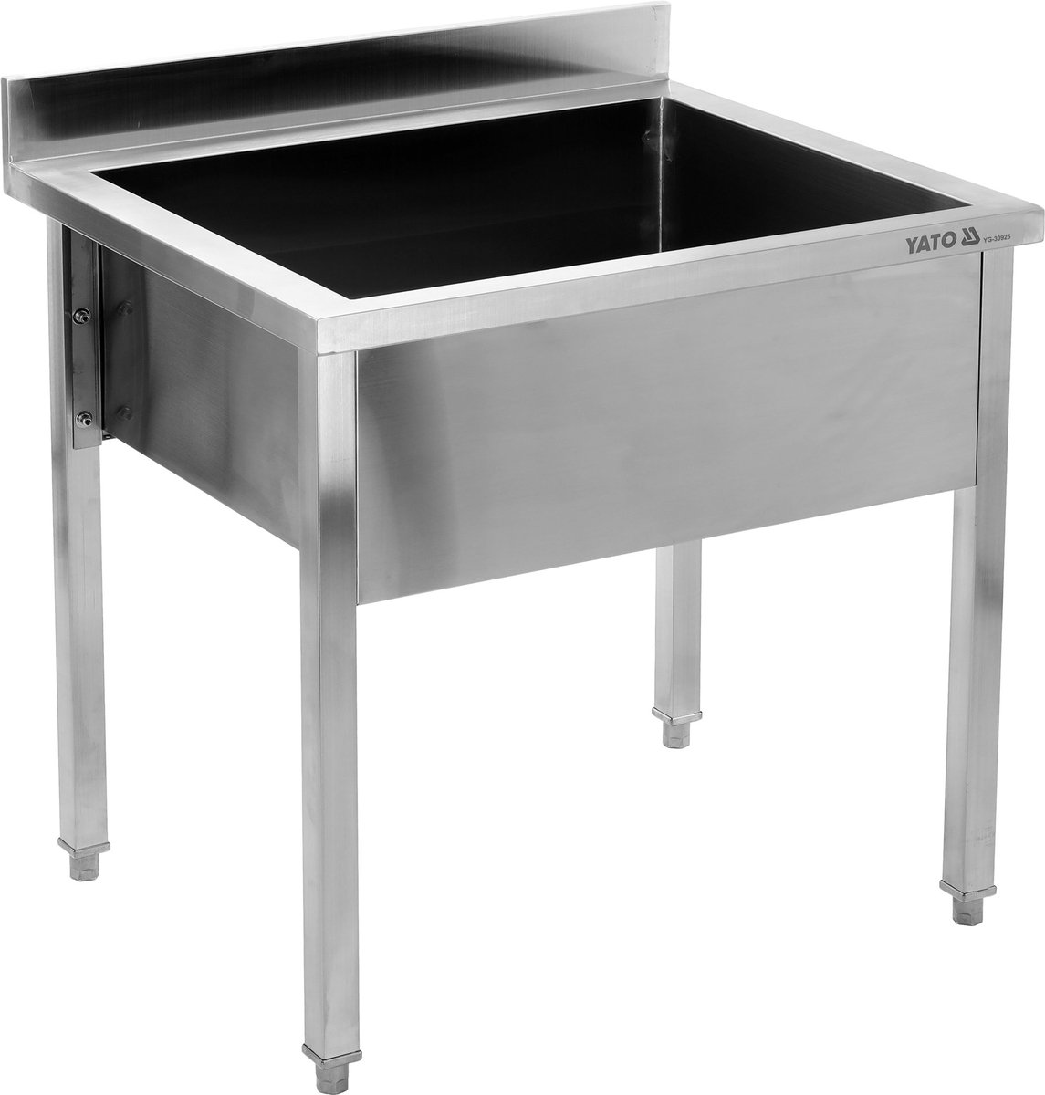 YATO Gastro RVS Spoeltafel 1000 x 700 mm met Diepe Spoelbak - Horeca Spoelkeuken Werktafel met Onderplank en Spatrand 100 mm - Roestvrij Staal SS201 - RVS Keukentafel 100 cm (YG-30925)
