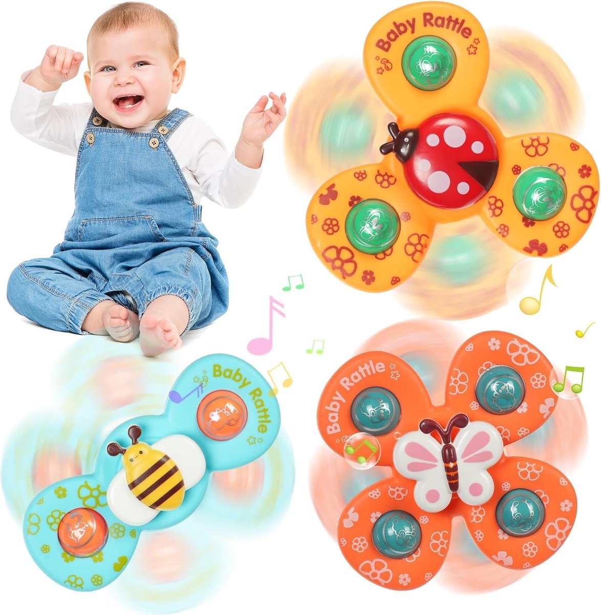 Spinning Finger Hand Spinner 3-Pack, Cartoon Bad Speelgoed, Sensorisch Fidget Speelgoed voor Kinderen van 1-6 Jaar