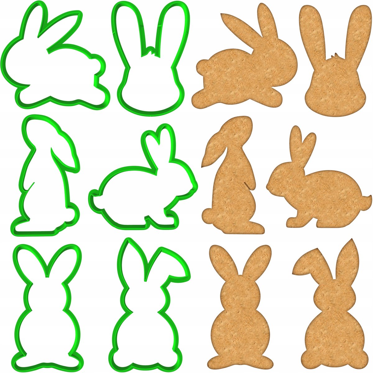 6x Paar Koekjesvormpjes Konijn 8cm - Keukengerei