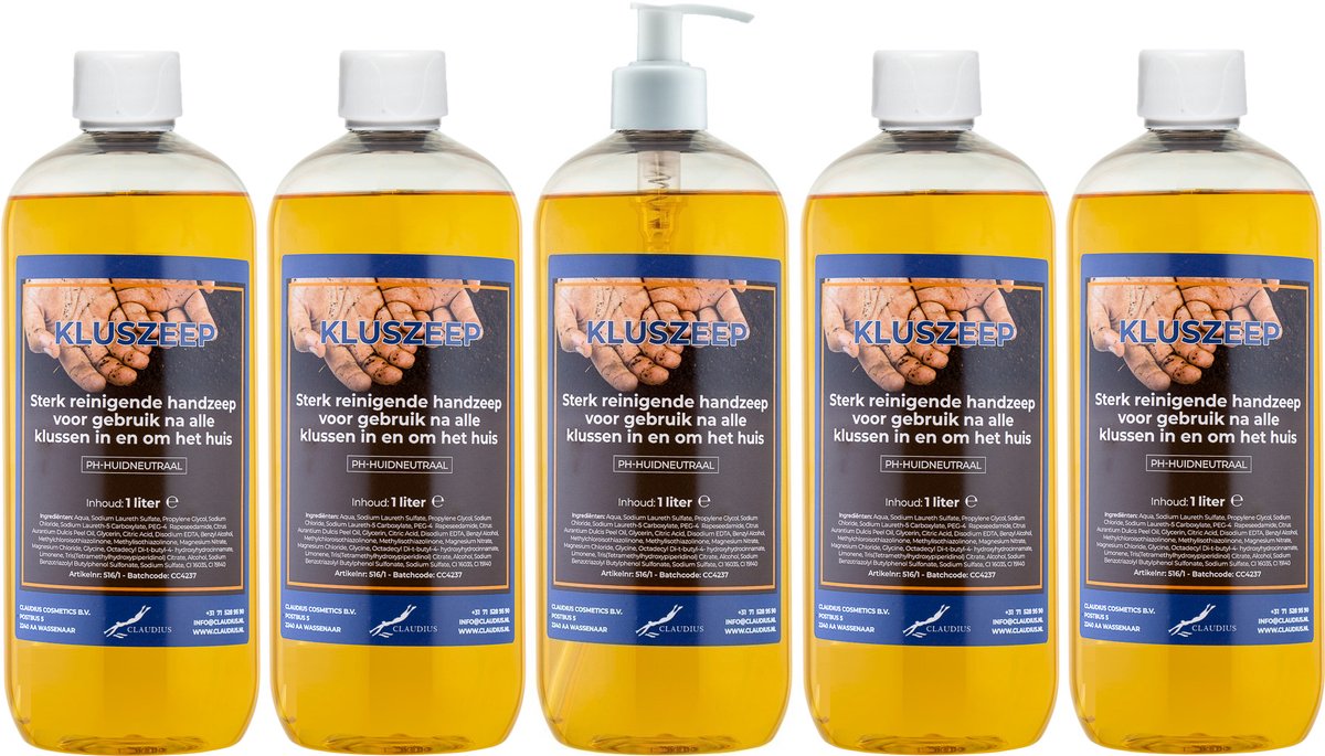 Kluszeep 1 liter - set van 5 stuks - met gratis pomp - Voordeelverpakking