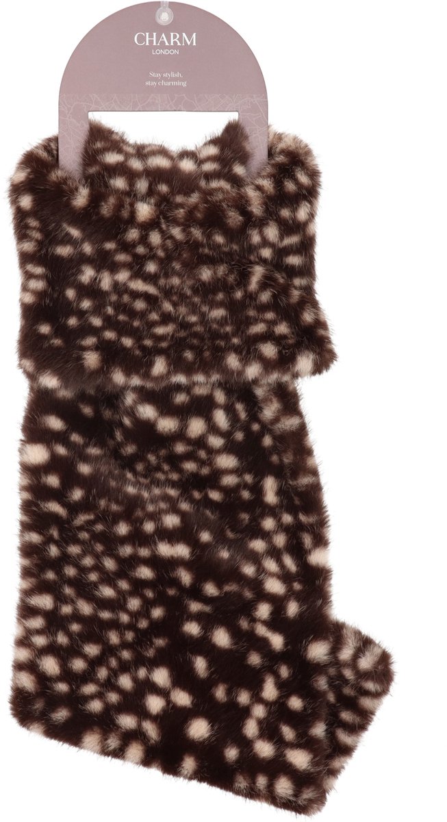 Charm London Winter Must Haves Sjaal - Onesize - Faux Bont - Korte Sjaal - Lus Sluiting - Warme Wintersjaal - Dames - Hert