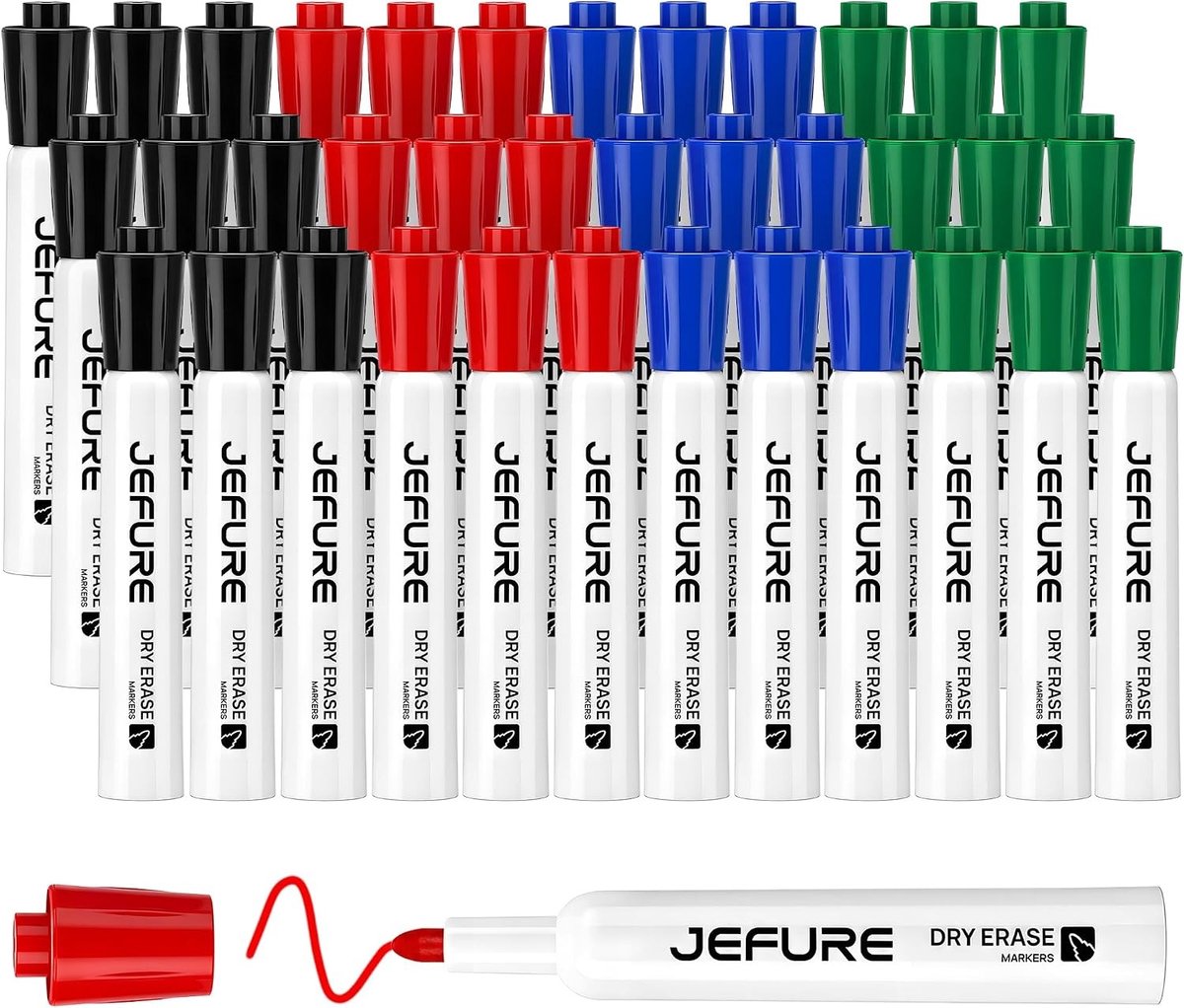 Whiteboard-markeerset - Multikleur - 36 stuks - Met Ronde Punt - Voor Onderwijs en Kantoor