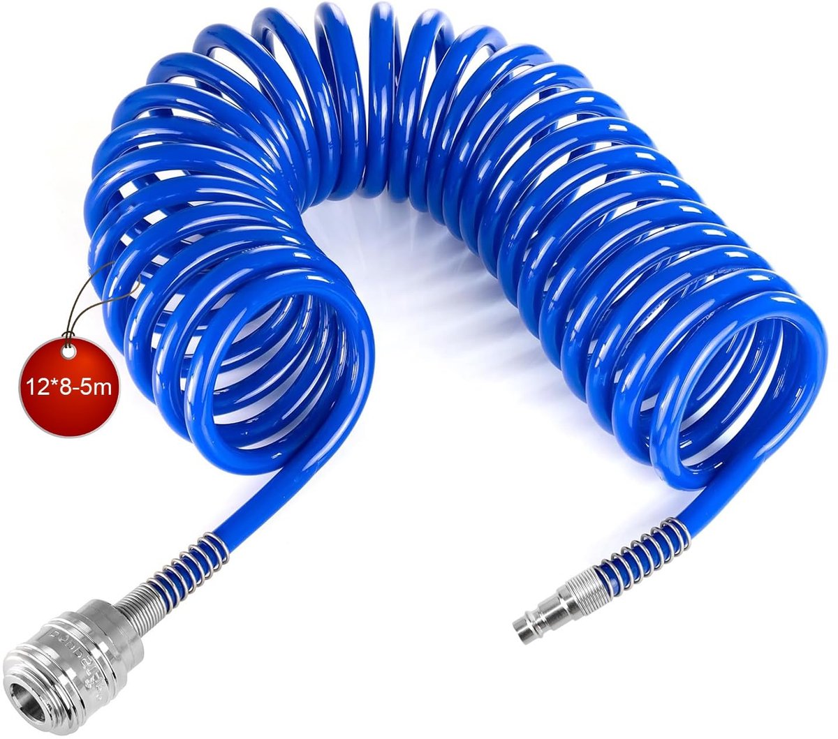 SRJQXH 5 m perslucht spiraalslang, spiraalvormige compressorslang, diameter 12 x 8 mm luchtdrukslang, blauwe - ShopVlot