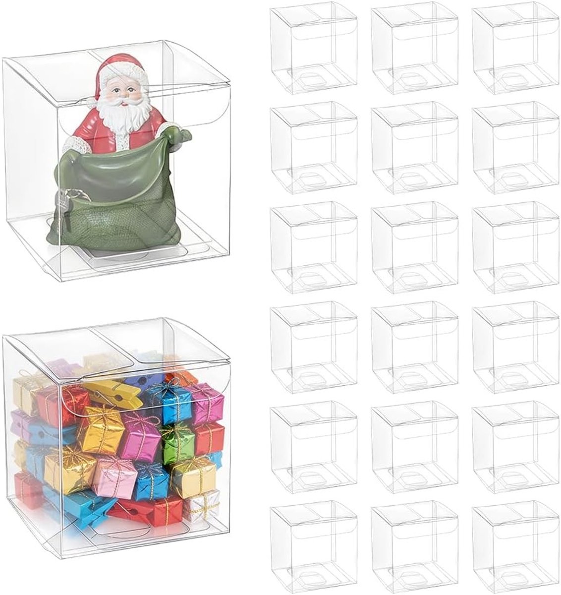 Set van 120 Transparante Plastic Cadeauboxen 6 x 6 x 6 cm voor Snoep, Chocolade en Desserts, Perfect voor Bruiloften en Feestjes