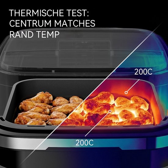 ROUNY Airfryer 11-in-1 - Heteluchtfriteuse 2200 W voor 12 Inch Pizza - Dubbele Verwarming en 2 Ventilatorsnelheden - Kijkvenster met Binnenverlichting - 40-230 °C — afbeelding 4