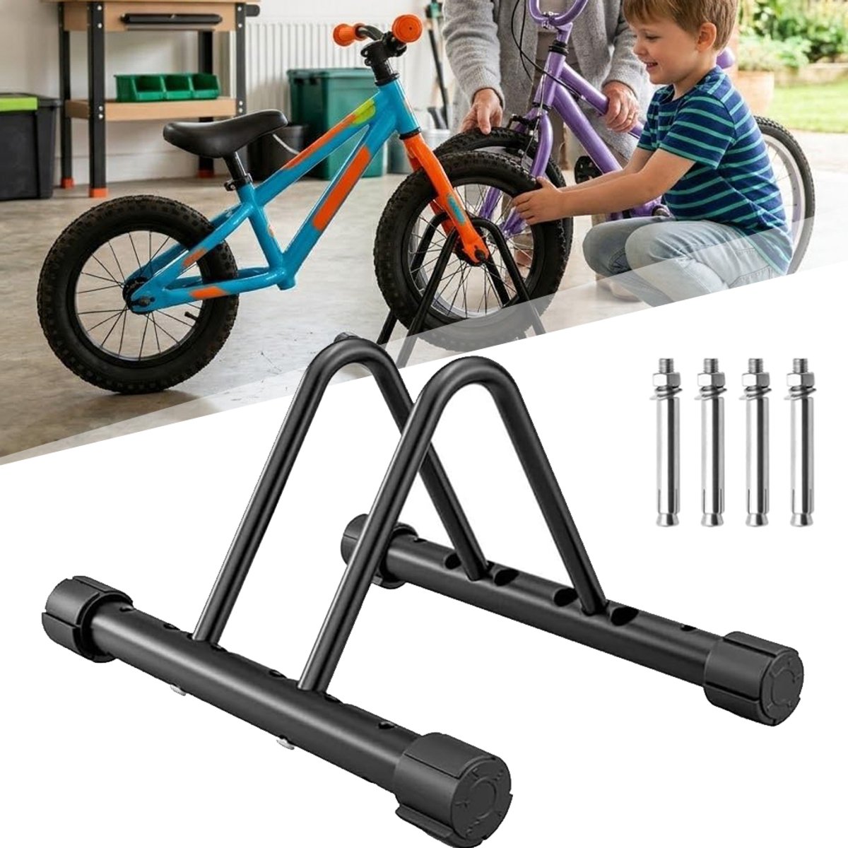 Metalen Fietsstandaard Voor Buiten - Fietsenstalling - Fietsenstalling Op De Vloer - Fietsenstallinghouder - Voor Garage Of Schuur