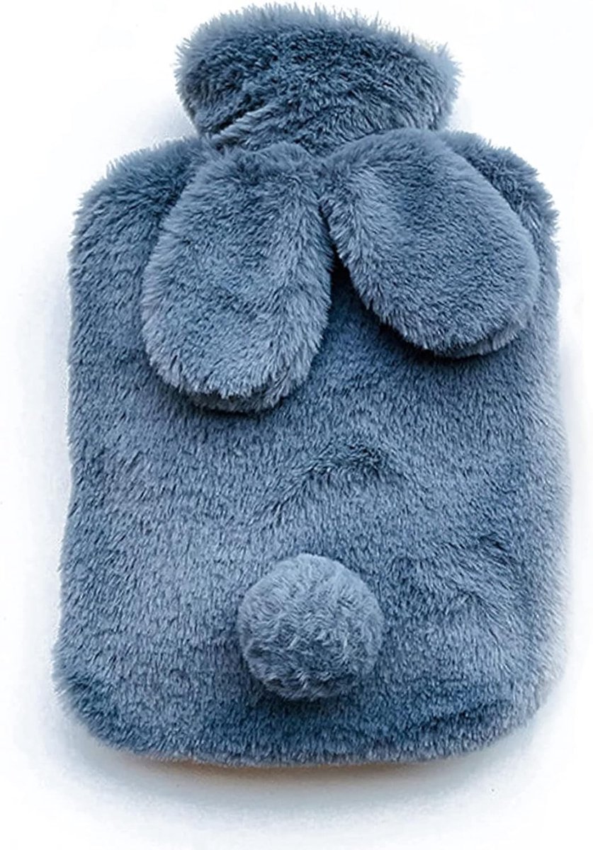 Warmwaterkruik in konijnenvorm met fleece hoes voor extra warmte en comfort, ideaal voor handen, voeten en verlichting van nek- en schouderpijn