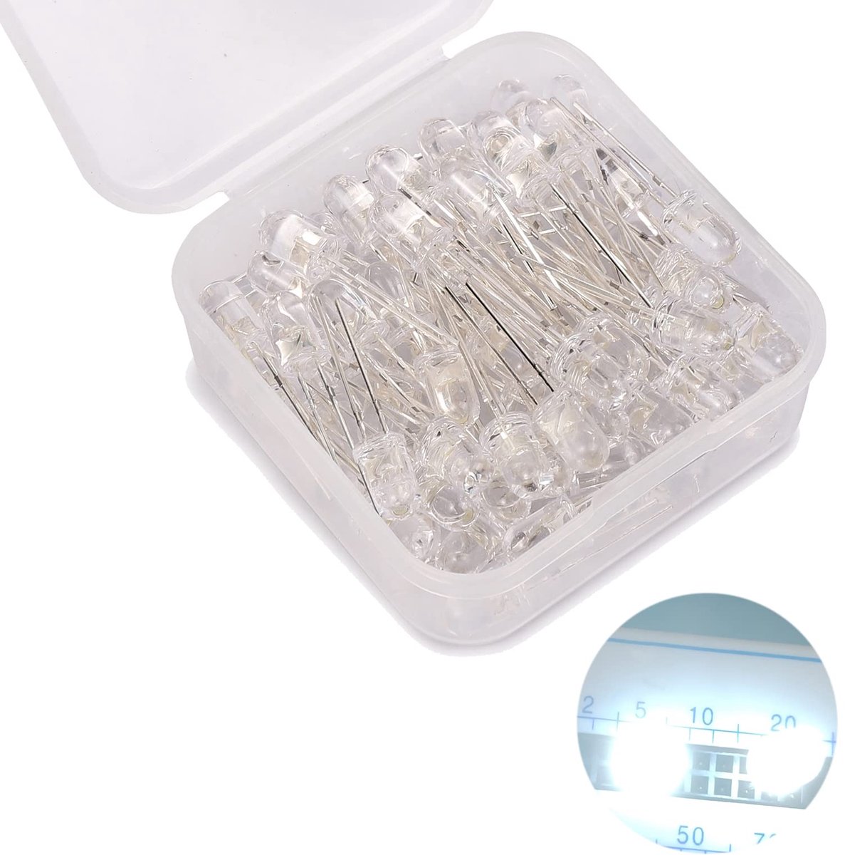 5mm led-diodes, 80 stuks wit lichtdiode, 3V 2-Pins lichtgevende diodekit, ronde kleur lichtverstrooiing emissiedioden - ShopVlot