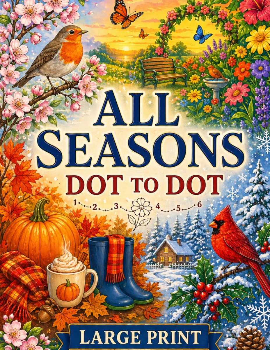 All Seasons Dot to Dot Book: Large Print Dot to Dots Puzzles Spring, Summer, Autumn & Winter Connect the Dots for - ShopVlot