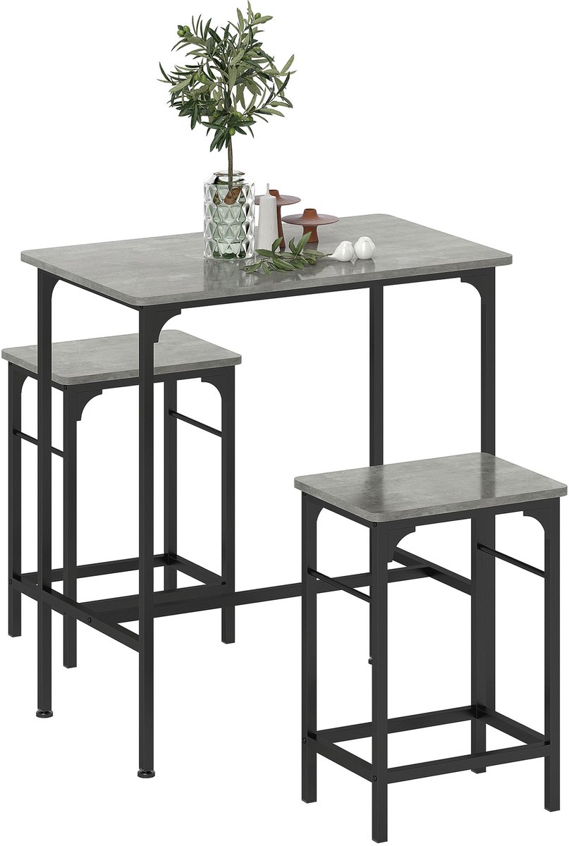 HOMCOM Bartafelset - Spaanplaat - 80x50x87cm - Grijs