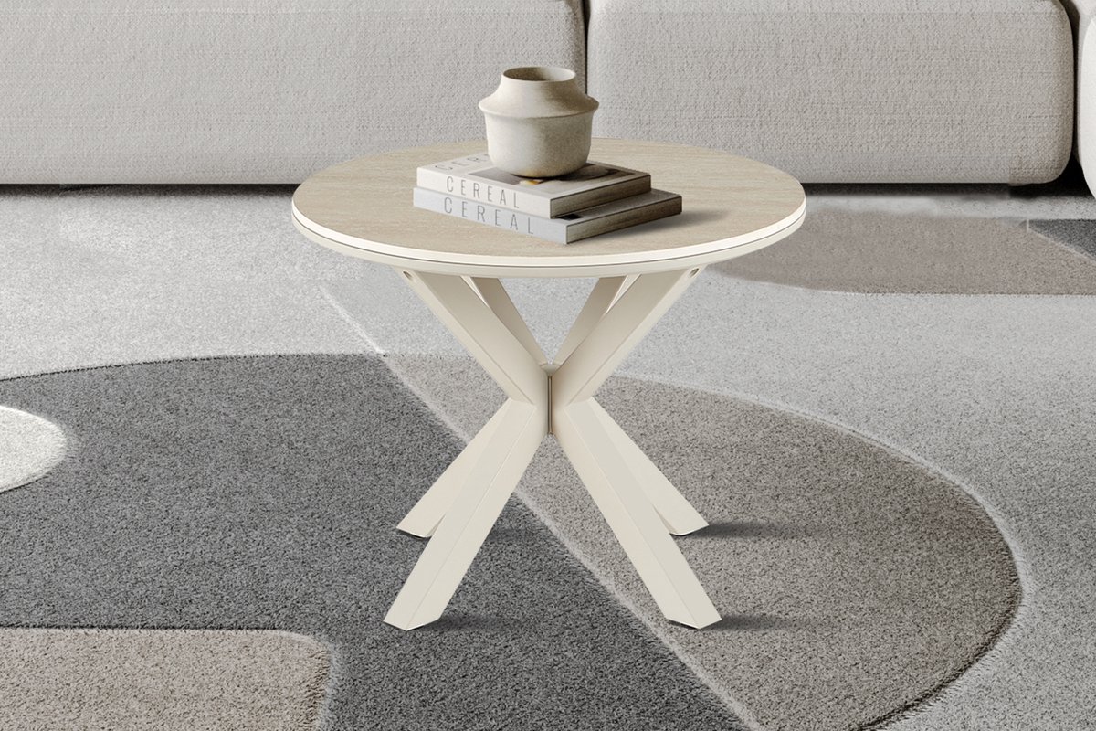 Rousseau Noa - Salontafel - 60 cm Rond - Baroque Beige - Grijze Voet