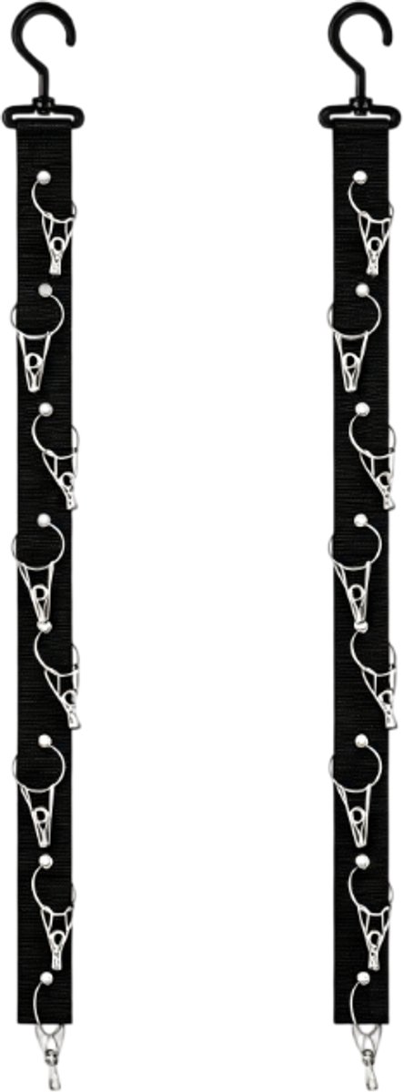 casalora Hoeden Organizer Set van 2 – Hangende Hoedenhouder met 16 Clips – Deur- en Wandopslag voor Petten, Sjaals, Sokken en Knuffels – Zwart