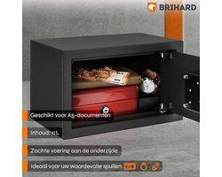 Brihard Home K Black Pearl Meubelkluis met Sleutelslot | 4mm Stalen Deur | 13HOMK | Zwart Satijn | Veilige Safe voor Geld, Documenten en Sieraden | Inclusief 2 Sleutels en Montagebouten