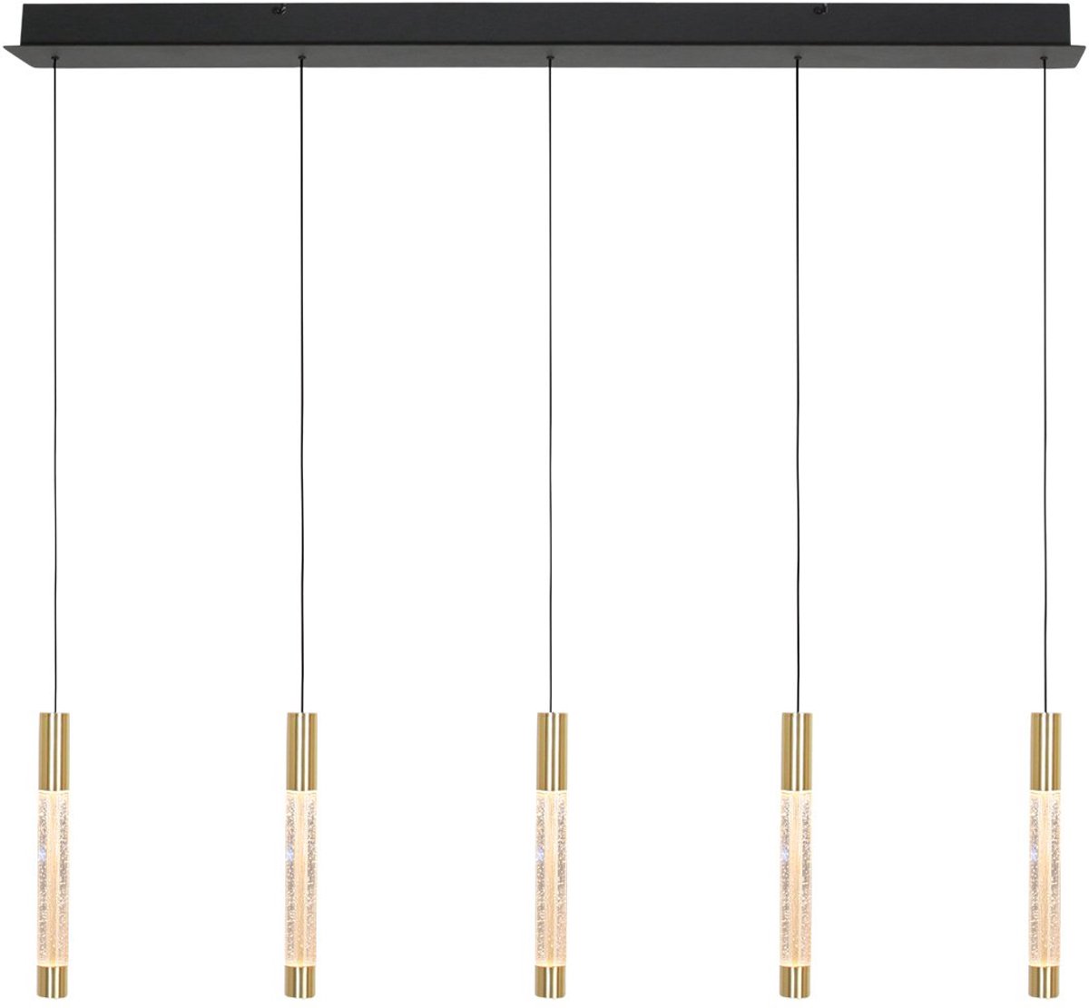 Hanglamp Alisio 4578ME 5-lichts luxe glas messing ontwerp met hoogte-instelbare kabel en dimbare LED verlichting van merk Steinhauer