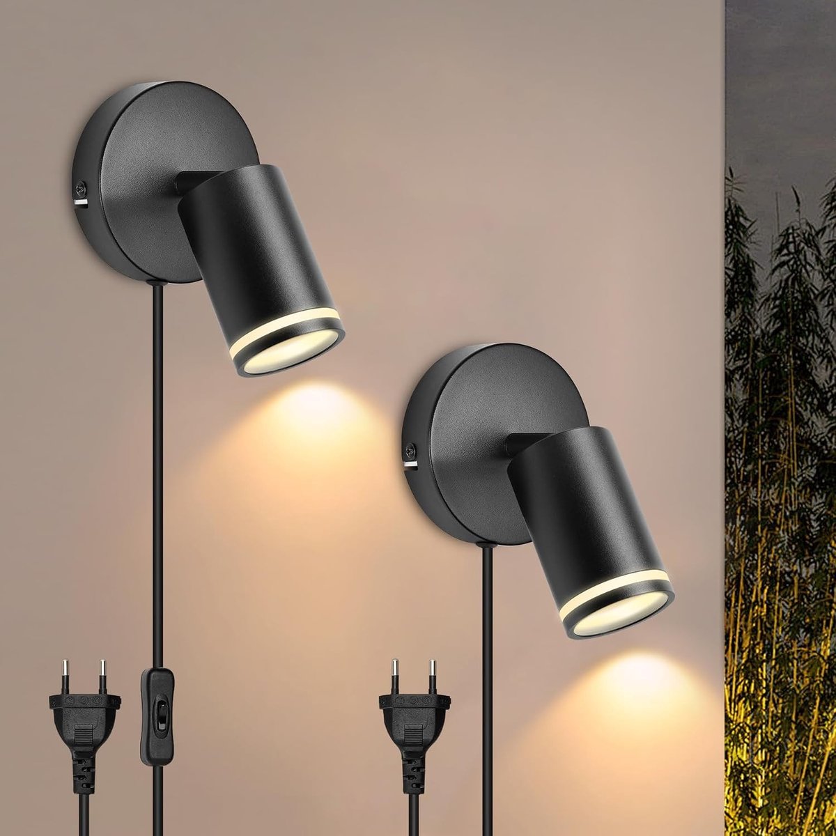 Wandlamp - Zwart - 2 stuks - Draaibaar 350° - Voor Binnengebruik