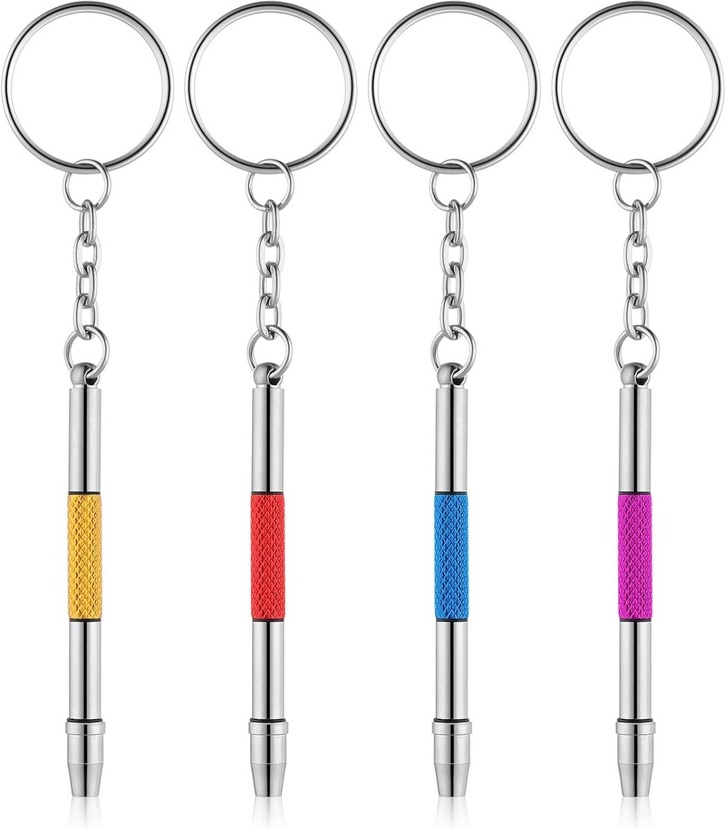 4-in-1 Bril Schroevendraaier Set - 4-delige Reparatieset voor Brillen met Mini Schroevendraaier, Oogglas Gereedschap en Sleutelhanger voor Kleine Bril Schroeven