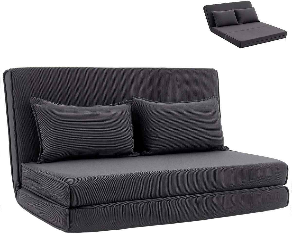 HOMCOM Floor Chair-100% Polyester (Cord)-135L x 88B x 74H cm-Dunkelgrau