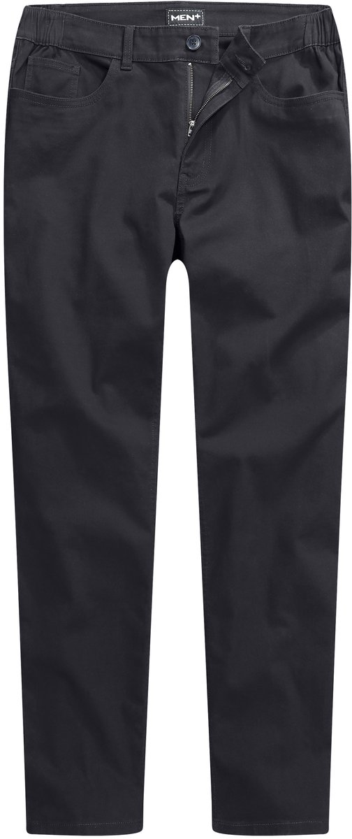 Men Plus - Heren - Broek van twill gedeeltelijk elastische tailleband - Donkermarine - Maat 70
