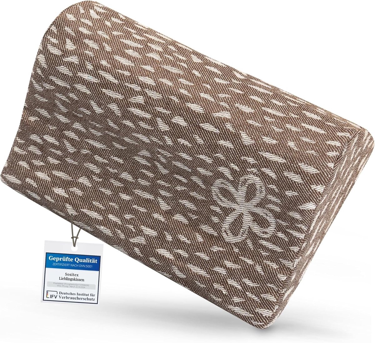 Premium Kussen voor Sauna - Bruin/Wit - 30 x 20 cm - Linnen Neksteun met PUR Bekleding - Voor Wellness en Reizen