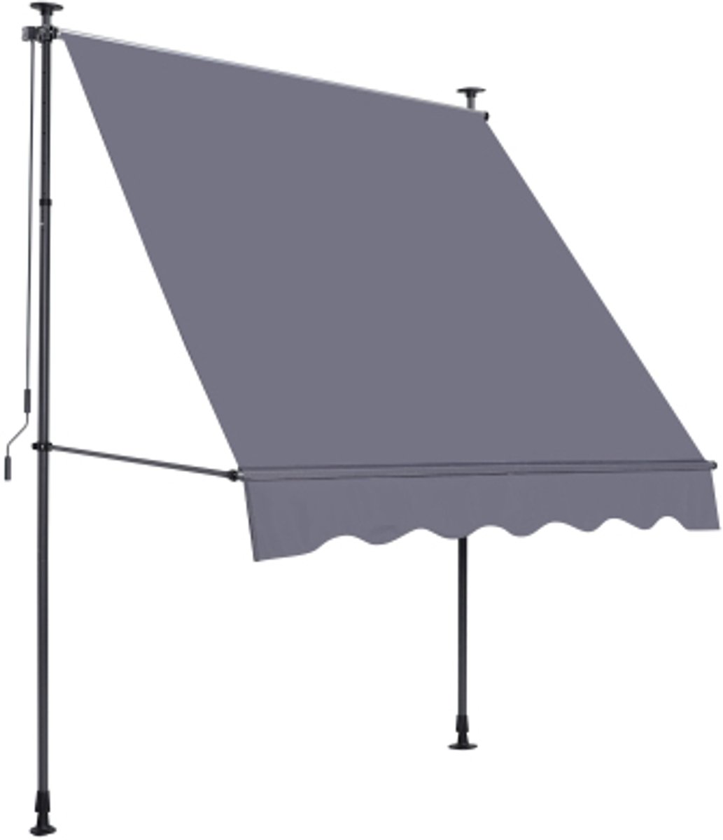 Gelenkarmmarkise Klemmmarkise 200 X 120 cm, höhenverstellbarer Sonnenschutz, Balkonmarkise ohne Bohren, Balkonmarkise mit Handkurbel, UV-Schutz, Gelenkarmmarkise für Außenbereiche (Grau)