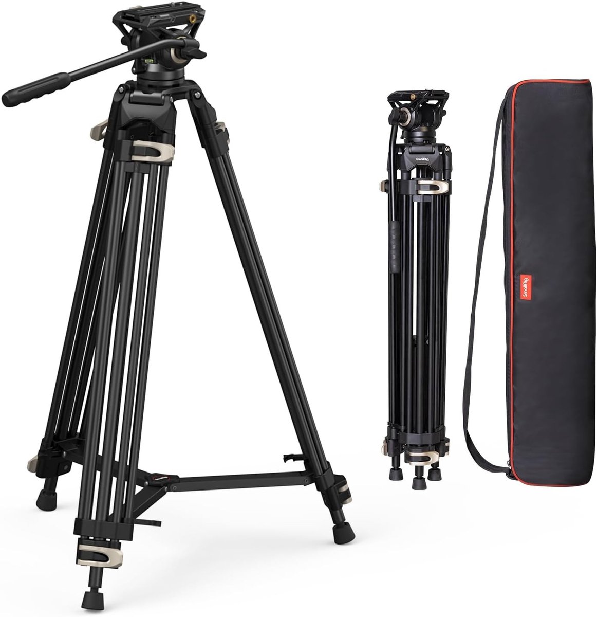 Zware Professionele Statief met Fluid Head, 73" Hoog, Snelle Ontgrendelplaat, Geschikt voor DSLR en Camcorder, Draagvermogen tot 8kg