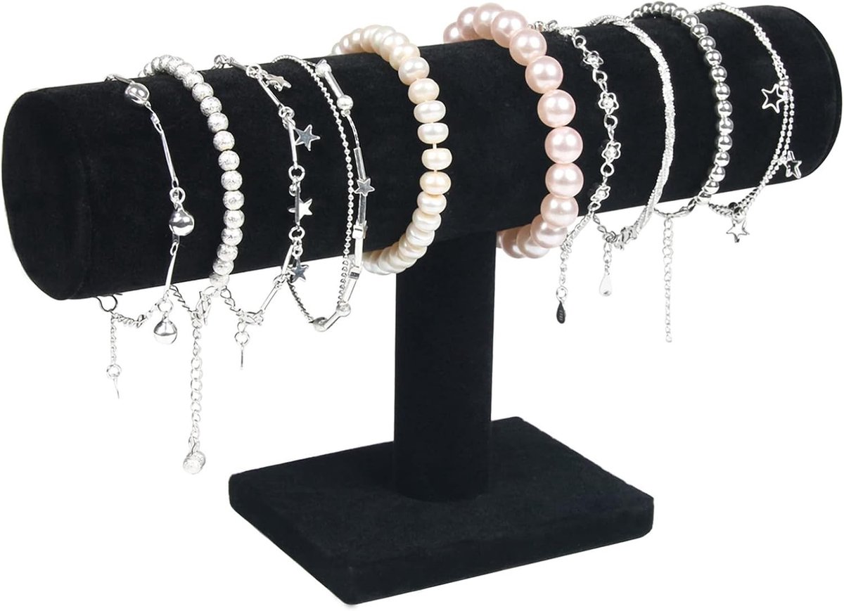 Armbandhouder van fluweel voor sieraden, 23.5 x 14 x 5 cm, perfect voor het organiseren van armbanden, kettingen en horloges