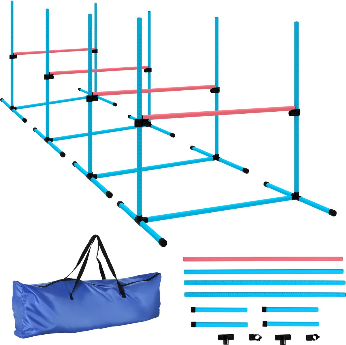 PawHut Behendigheidsset voor huisdieren - Kunststof - 99x65x94cm - Lichtblauw