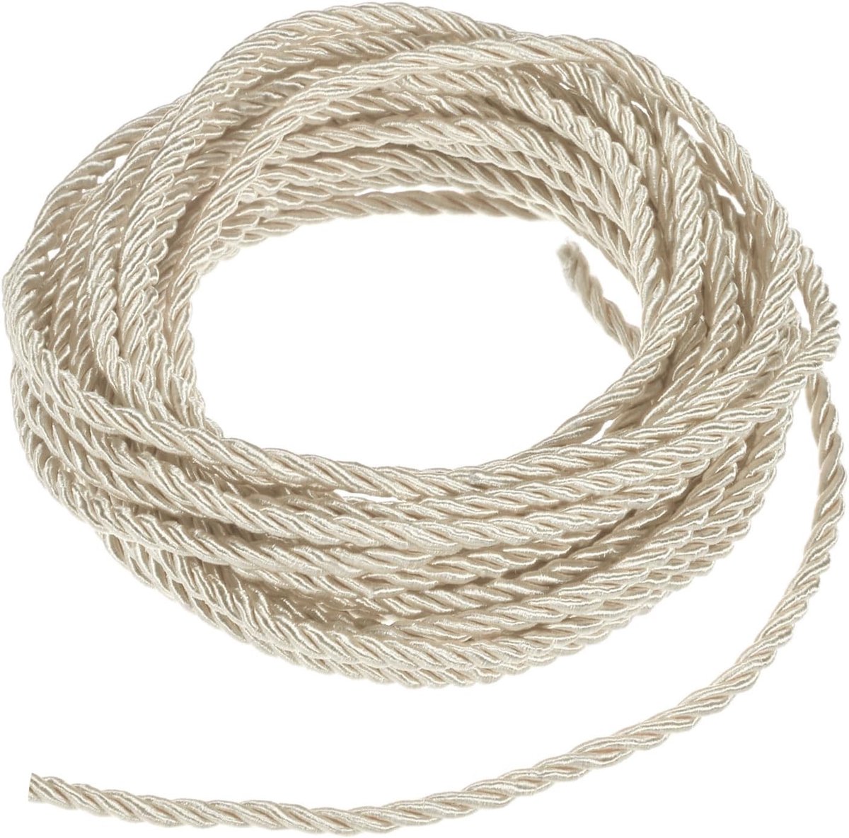 Beige 3mm Polyester Twisted Rope - 5 Yards Decoratieve Koord voor DIY Crafts, Cadeauverpakking en Gordijn Tiebacks