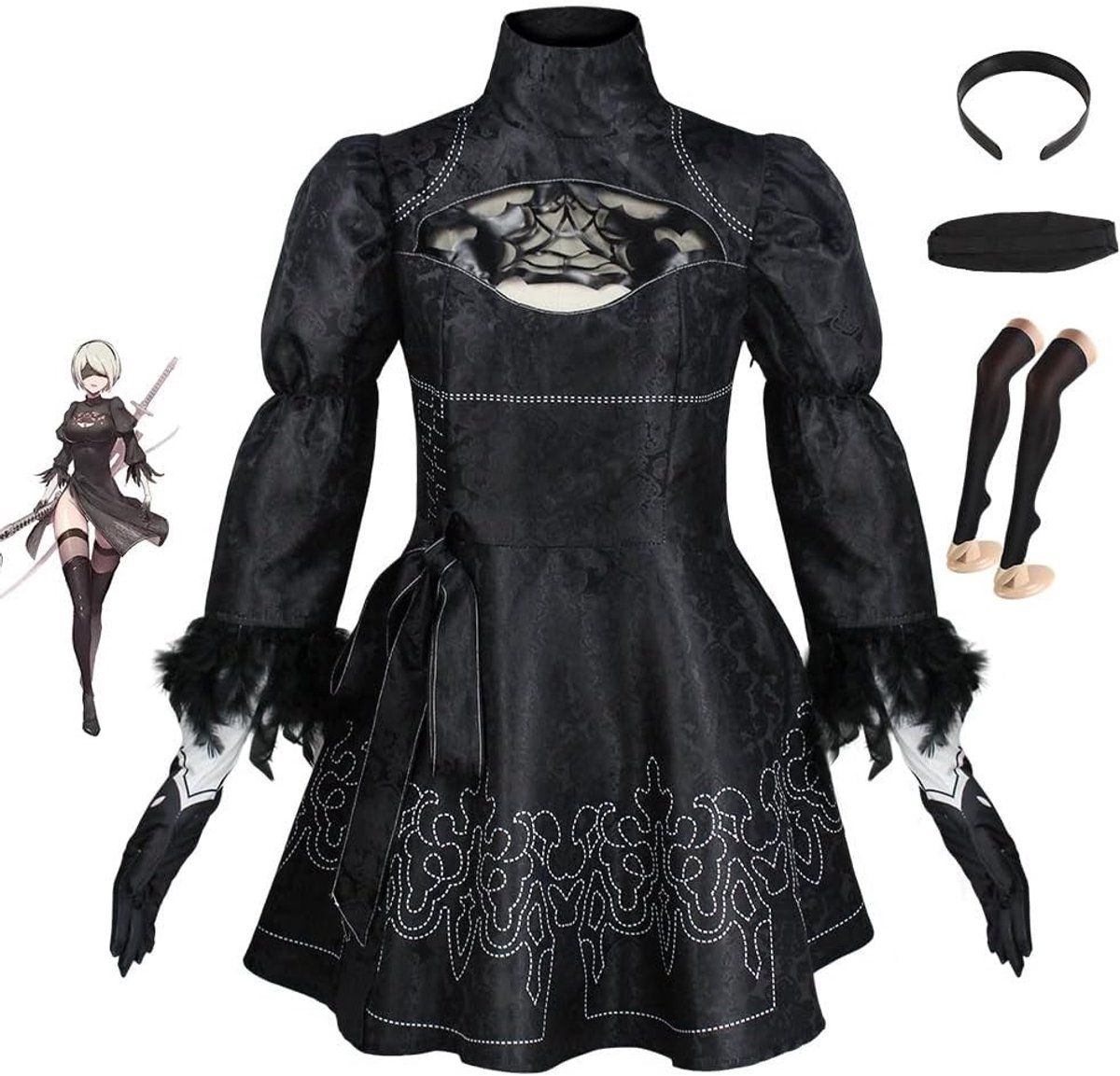 2B Cosplay Kostuum voor Volwassenen - Perfect voor Feesten, Theatrale Optredens en Anime Evenementen