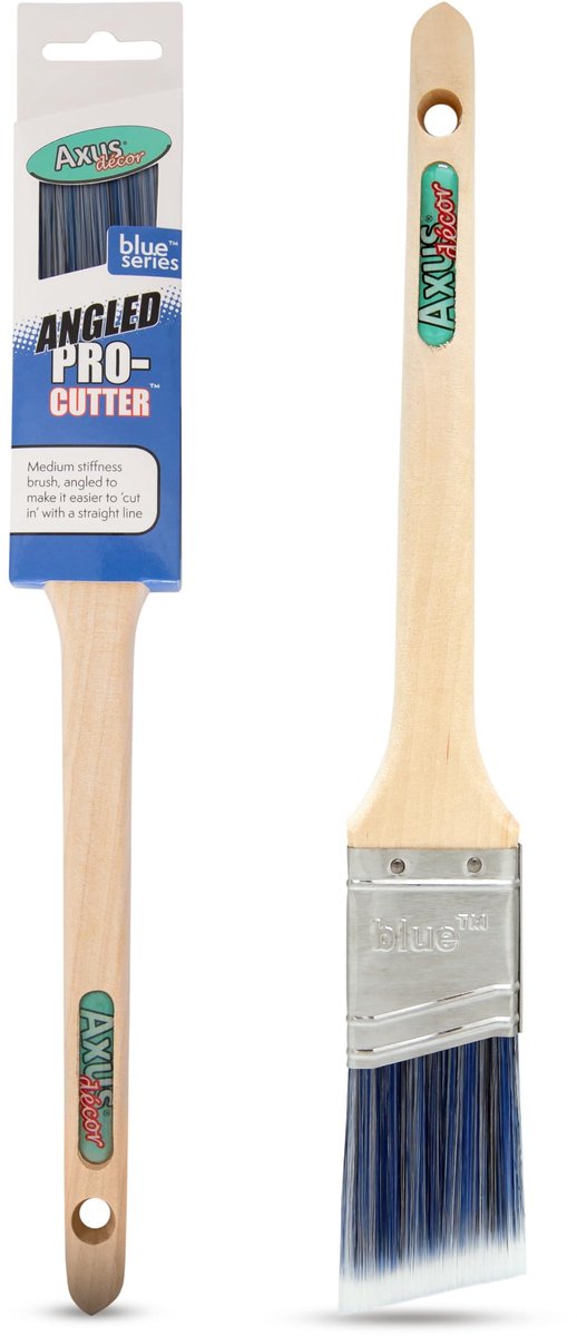 Axus Decor Hoekige Pro-Cutter Penseel (blauwe kleur) - 38 mm - ShopVlot