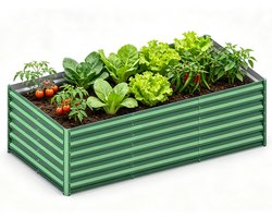 Soontrans - Verhoogde Metalen Plantenbak - 180X90X60cm - Rechthoekig Verzinkt Staal - Groot Plantenbed voor Groenten - Bloemen en Kruiden - Tuin Tuinbed & Terras Bloembed - Groen